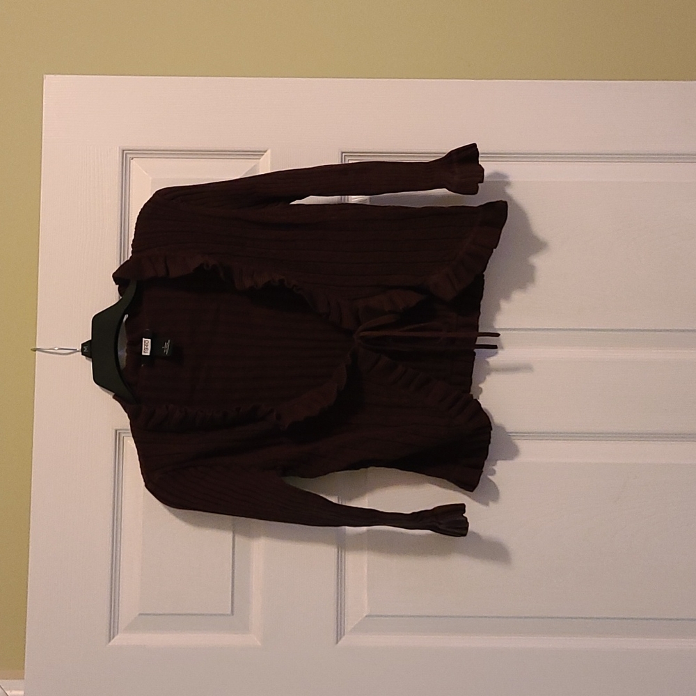 Cardigan sweater with front tie